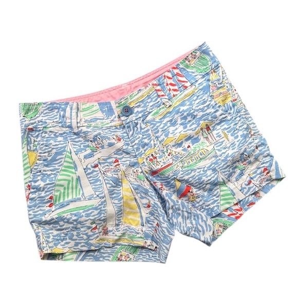 Lilly Pulitzer Multicolor Sailboat Print Women's Shorts - Picture 1 of 4